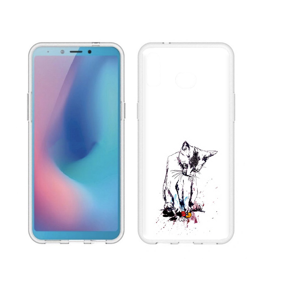 

Чехол MyPads Tocco для Samsung Galaxy A6s кот и микки (PT123850.597.399), Прозрачный, Tocco