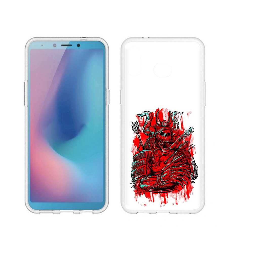 

Чехол MyPads Tocco для Samsung Galaxy A6s красный скелет воин (PT123850.597.413), Прозрачный, Tocco