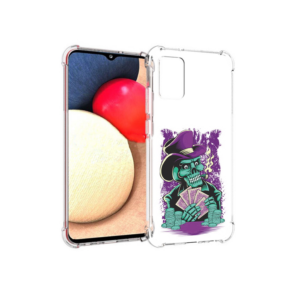 

Чехол MyPads Tocco для Samsung Galaxy A02s зеленый череп с картами (PT156738.479.361), Прозрачный, Tocco