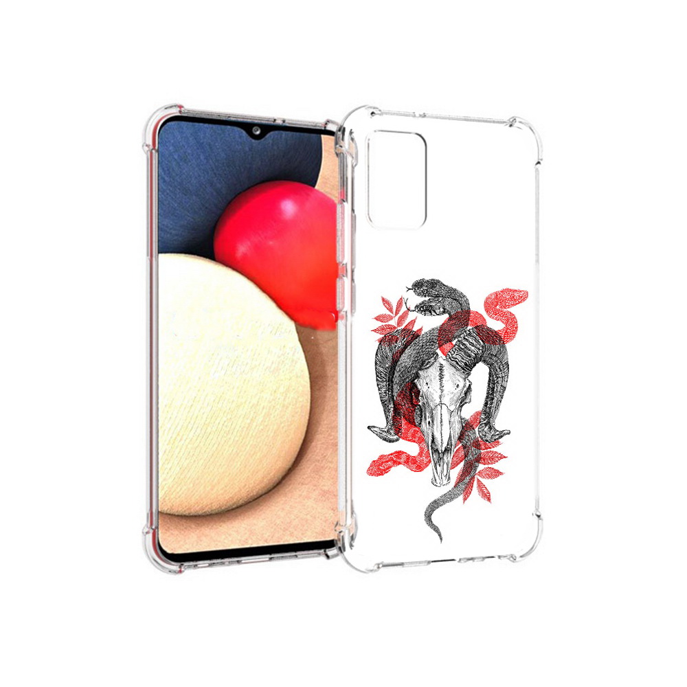 

Чехол MyPads Tocco для Samsung Galaxy A02s змея в черепе рисунок (PT156738.479.365), Прозрачный, Tocco