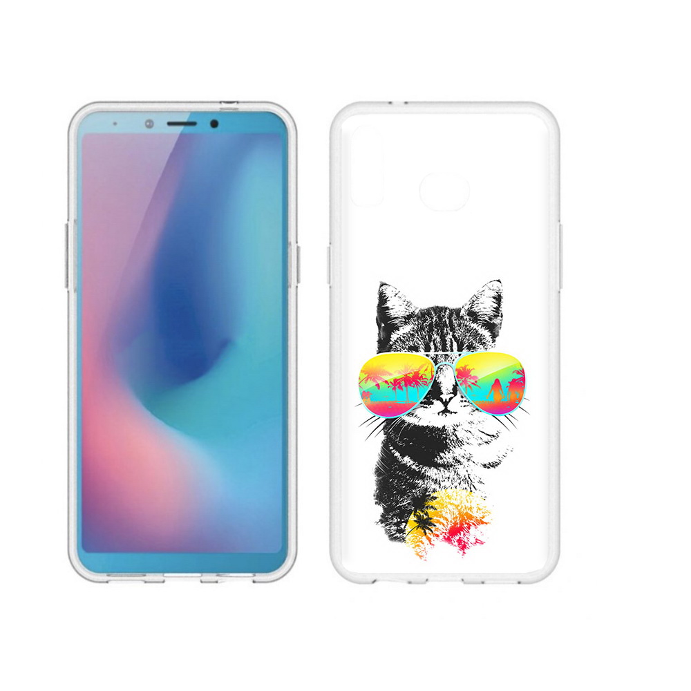 

Чехол MyPads Tocco для Samsung Galaxy A6s крутой кот (PT123850.597.425), Прозрачный, Tocco