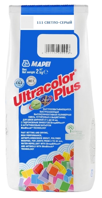 фото Затирка mapei ultracolor plus №111 (светло-серый) 2 кг