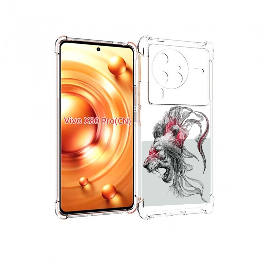 

Чехол MyPads разъяренный лев для Vivo X80 Pro, Прозрачный, Tocco