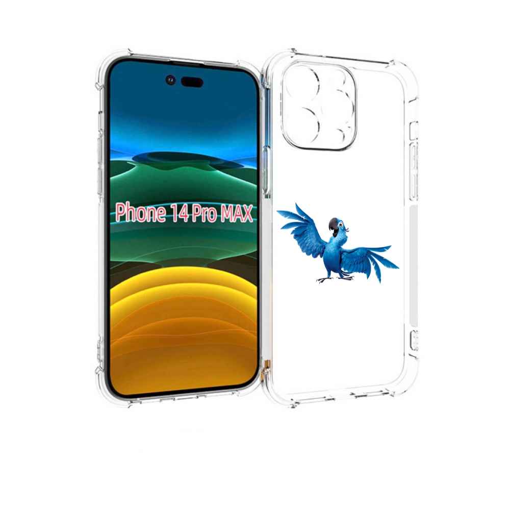 

Чехол MyPads голубой-попугайчик для iPhone 14 Pro Max, Прозрачный, Tocco