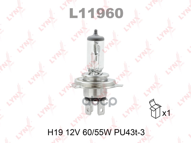 

Лампа H19 12v 60/55w Pu43t-3 LYNXauto арт. L11960