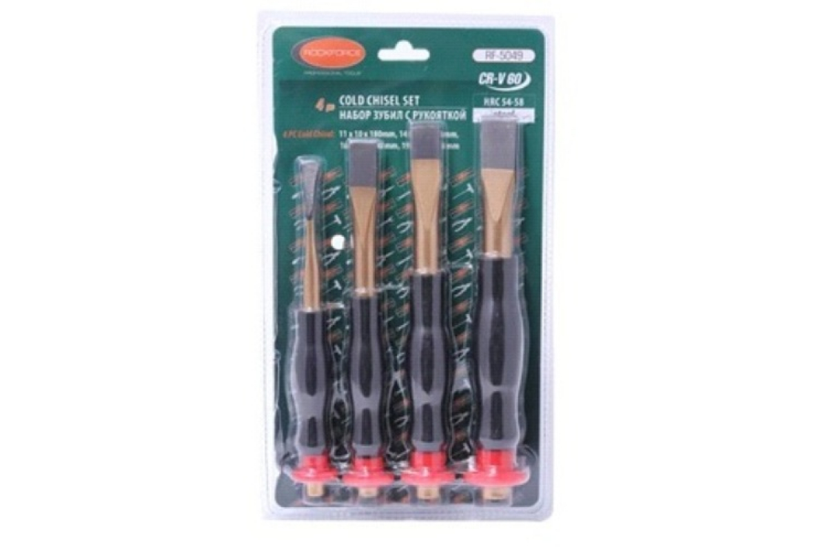 Набор Зубил 19х205мм 16х200мм 14х190мм 11х180мм С Ручками 4 Предмета В Блистере Rockforce