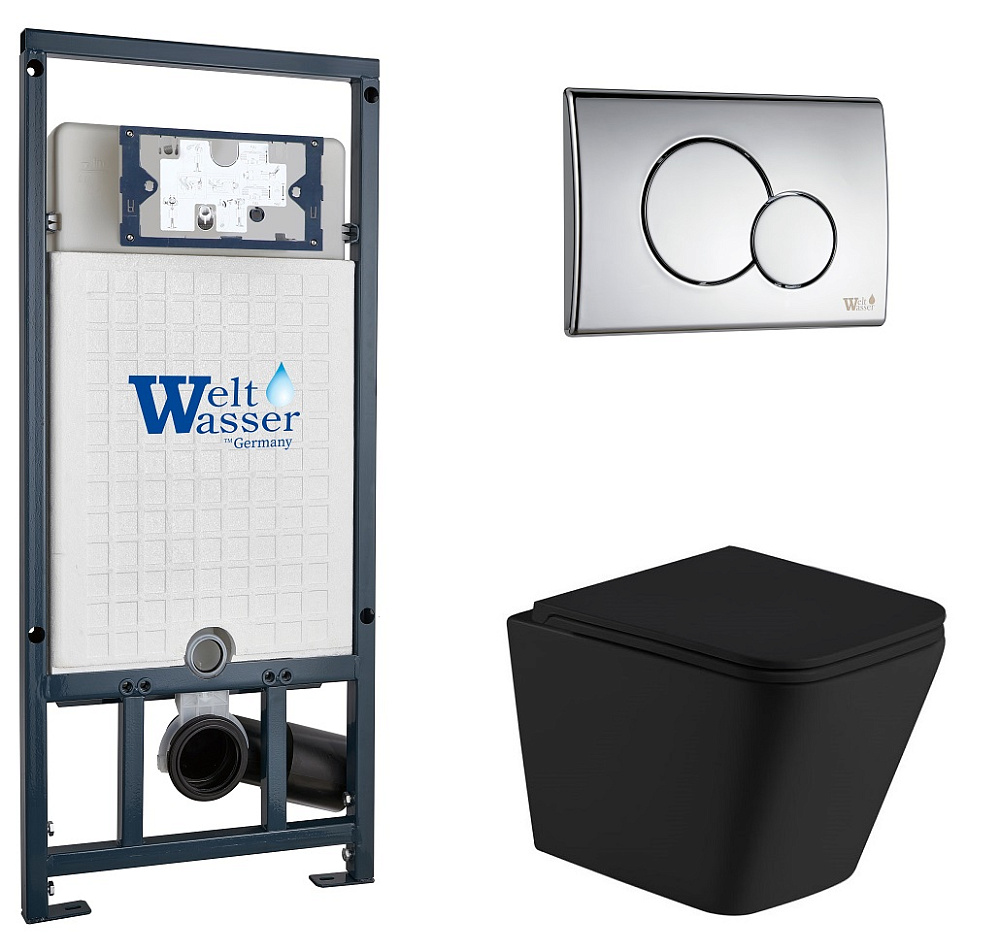 

Унитаз с инсталляцией WeltWasser MARBERG 507 + GELBACH 043 MT-BL + MAR 507 RD CR, MG50760