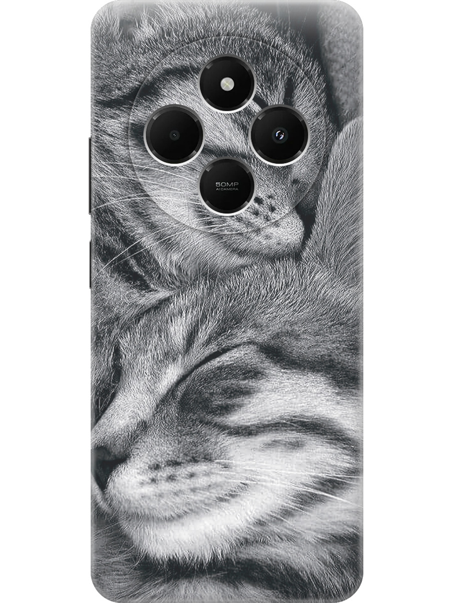 

Силиконовый чехол на Xiaomi Redmi 14C, Poco C75 с принтом "Милующиеся котики", Прозрачный;белый;серый;черный, 786715711