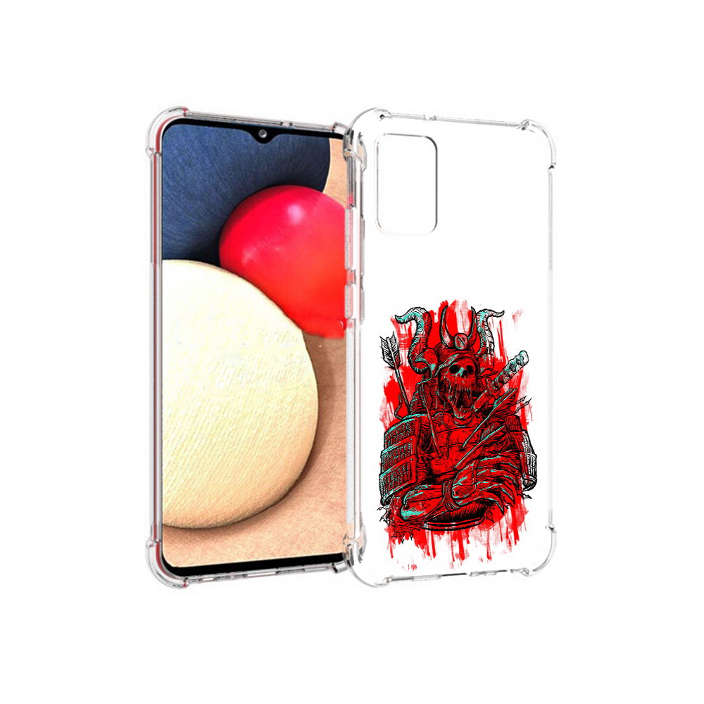 

Чехол MyPads Tocco для Samsung Galaxy A02s красный скелет воин (PT156738.479.413), Прозрачный, Tocco