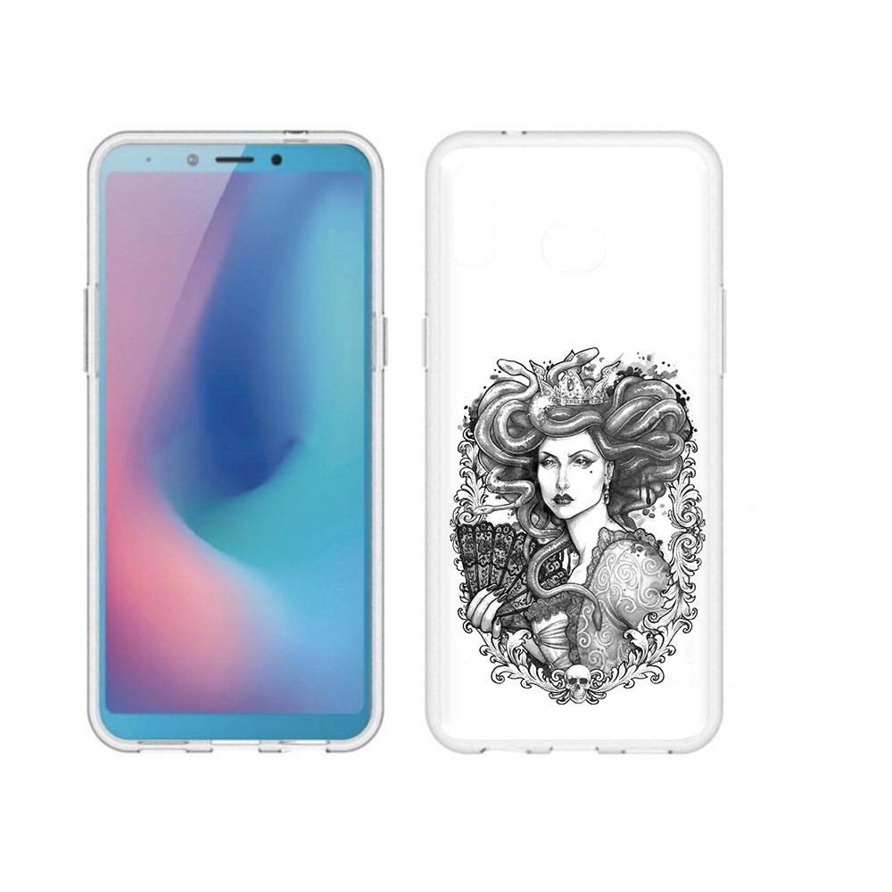 

Чехол MyPads Tocco для Samsung Galaxy A6s медуза черно белый (PT123850.597.472), Прозрачный, Tocco
