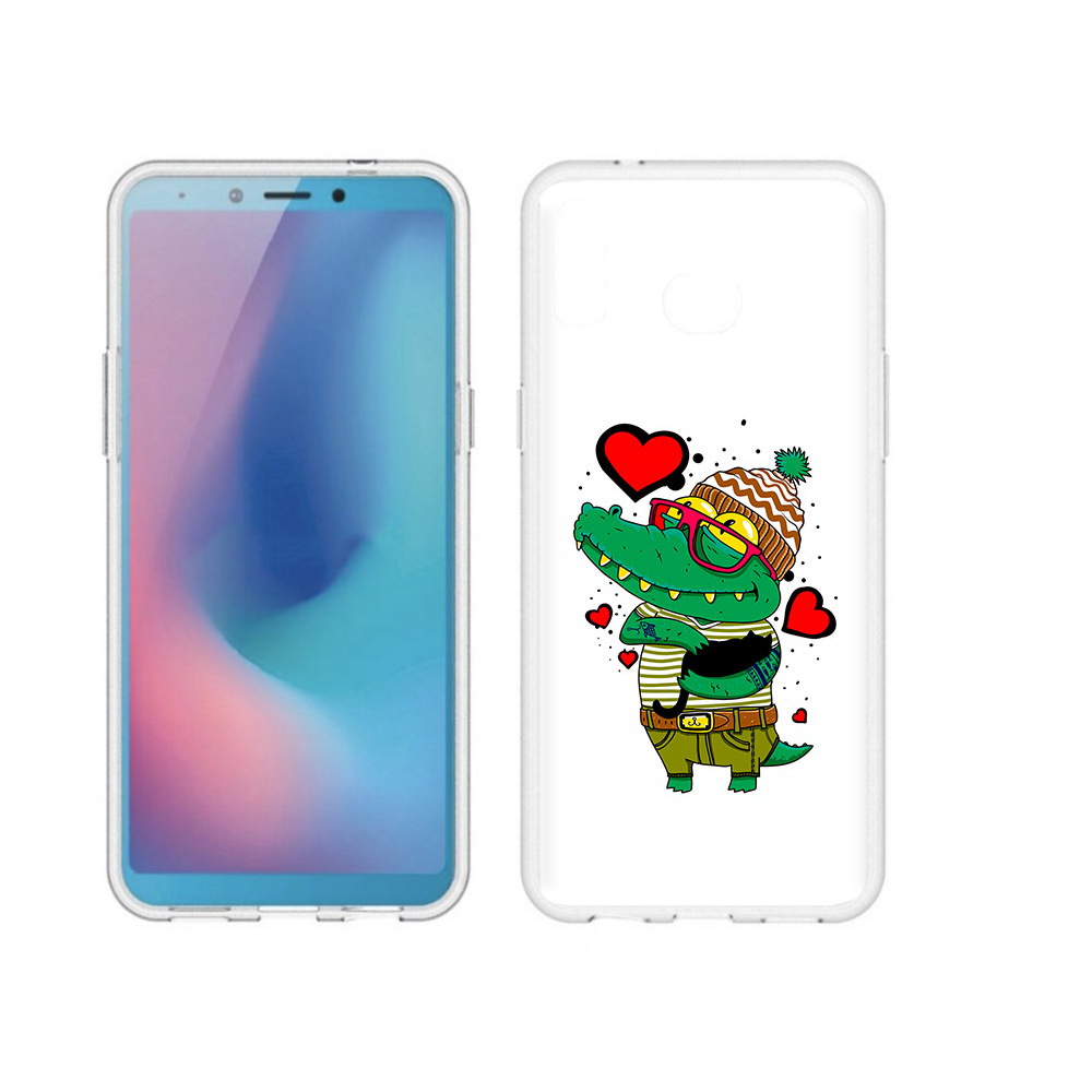 

Чехол MyPads Tocco для Samsung Galaxy A6s Влюбленный крокодил (PT123850.597.48), Прозрачный, Tocco