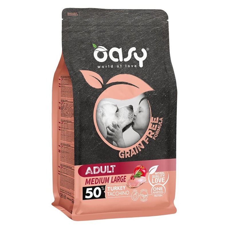 фото Сухой корм для собак oasy dry dog grain free adult medium, индейка, 12кг