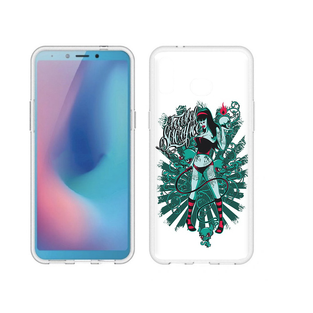 

Чехол MyPads Tocco для Samsung Galaxy A6s нарисованная девушка в татуировках, Прозрачный, Tocco