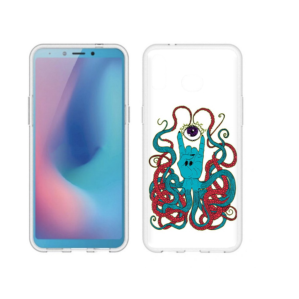 

Чехол MyPads Tocco для Samsung Galaxy A6s осьминог-рука абстракция (PT123850.597.530), Прозрачный, Tocco