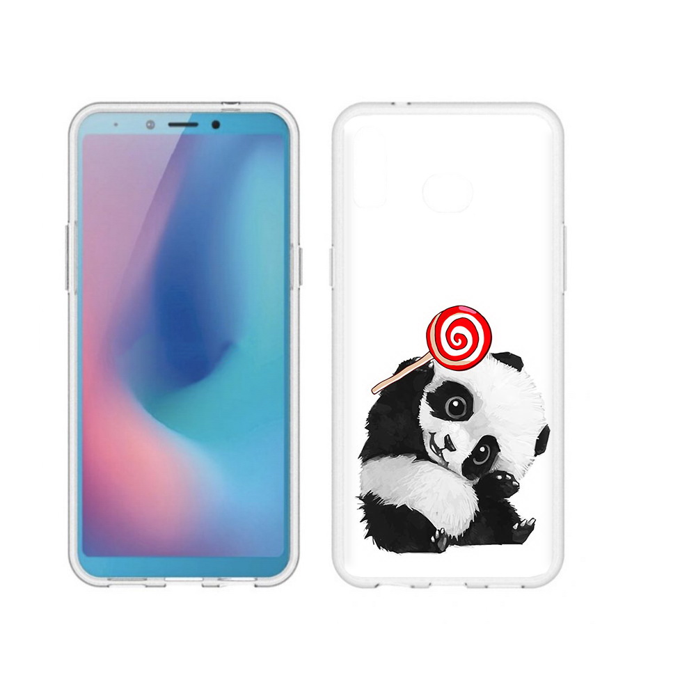 

Чехол MyPads Tocco для Samsung Galaxy A6s панда с леденцом (PT123850.597.534), Прозрачный, Tocco