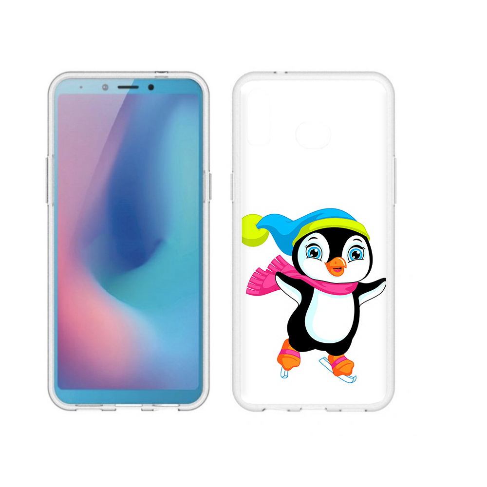Чехол MyPads Tocco для Samsung Galaxy A6s пингвин на коньках (PT123850.597.540)