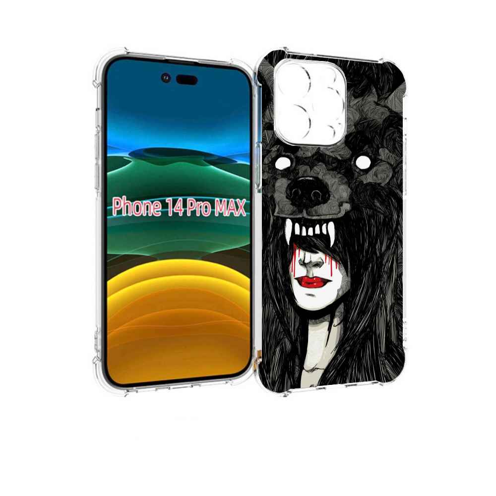 

Чехол MyPads девушка в шкуре волка женский для iPhone 14 Pro Max, Прозрачный, Tocco
