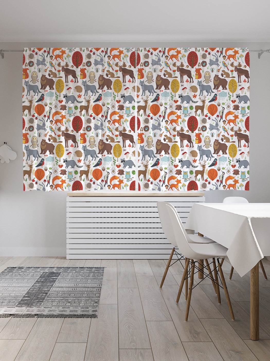 фото Шторы joyarty с фотопечатью "лесные животные" из сатена, 290х180 см