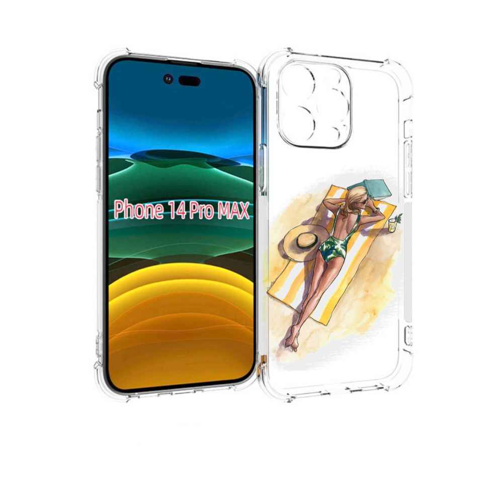 

Чехол MyPads девушка на пляже женский для iPhone 14 Pro Max, Прозрачный, Tocco