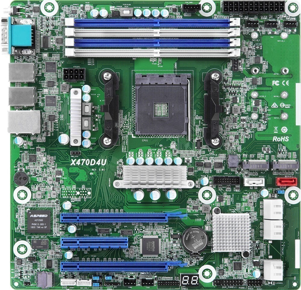 

Серверная материнская плата AMD X470 SAM4 MATX X470D4U ASROCK, X470D4U