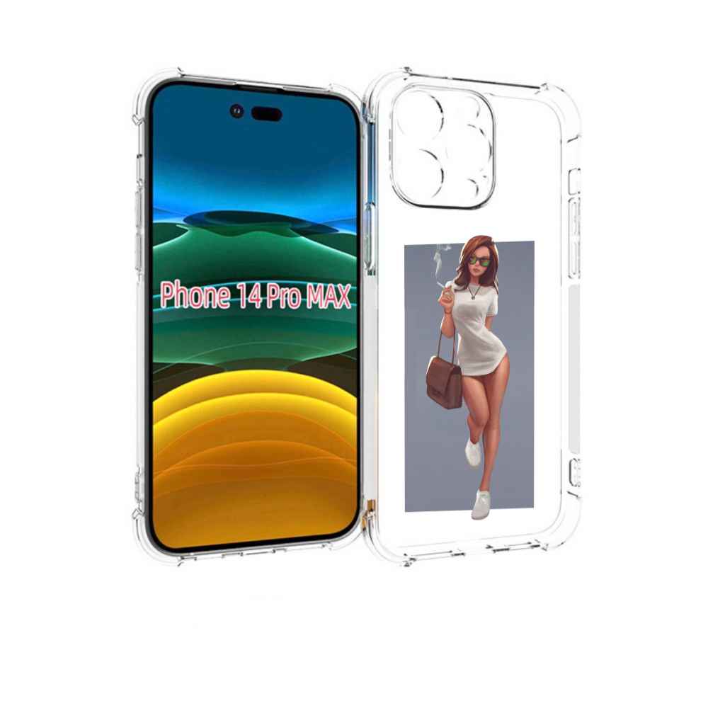 

Чехол MyPads девушка-в-белой-футболке женский для iPhone 14 Pro Max, Прозрачный, Tocco
