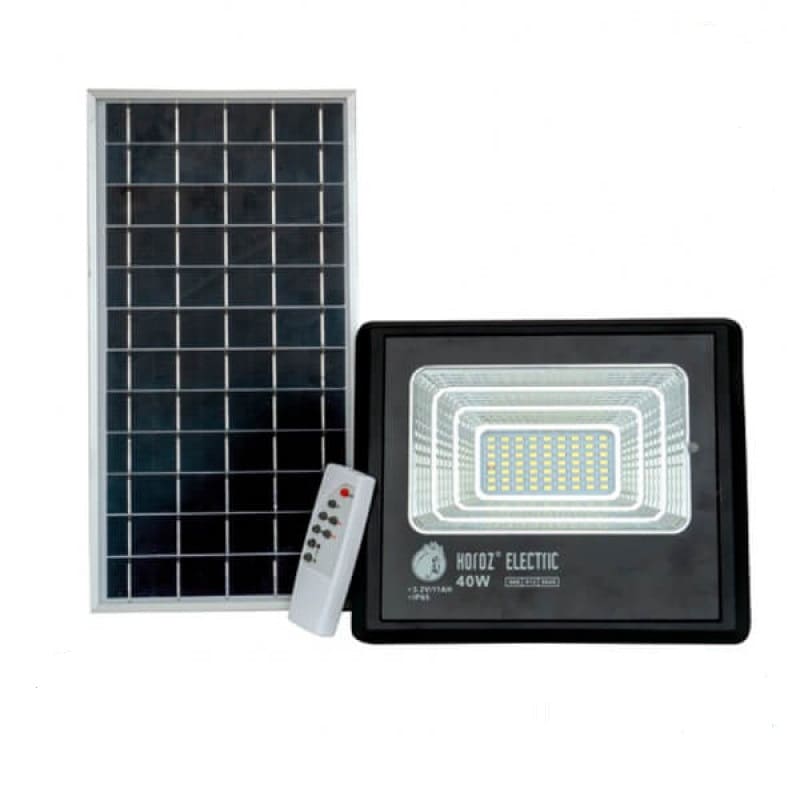 Прожектор светодиодный HOROZ Tiger-40 с модулем солнечной батареи 40W, чёрный, 6400К, 3.2V светодиодный прожектор с модулем солнечной батареи horoz electric