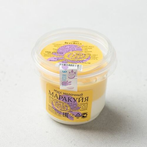 

Мусс ВкусВилл с маракуйя 9% бзмж 100 г