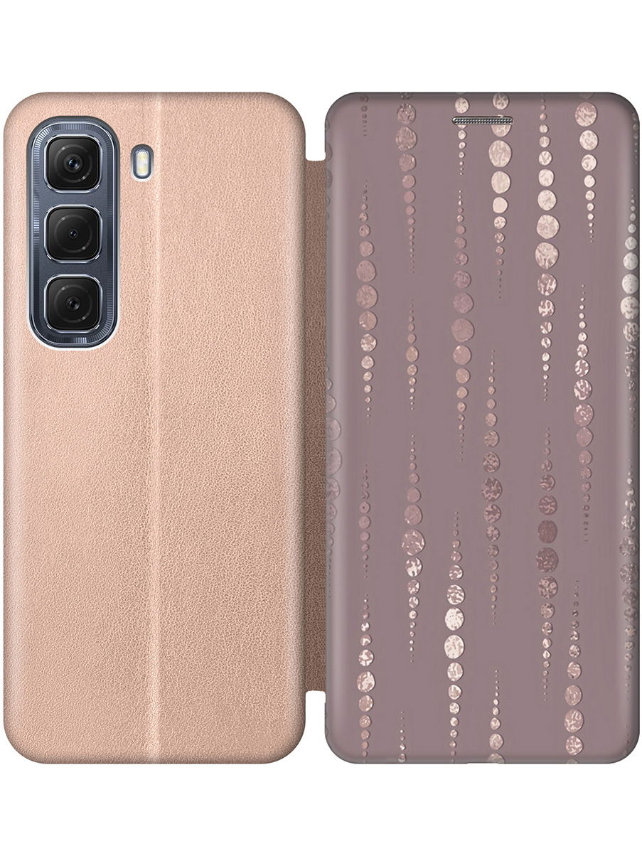 

Чехол-книжка на Infinix Hot 50 4G с принтом "Монеты в розовых песках" золотой, Золотистый;белый;розовый, 786718731