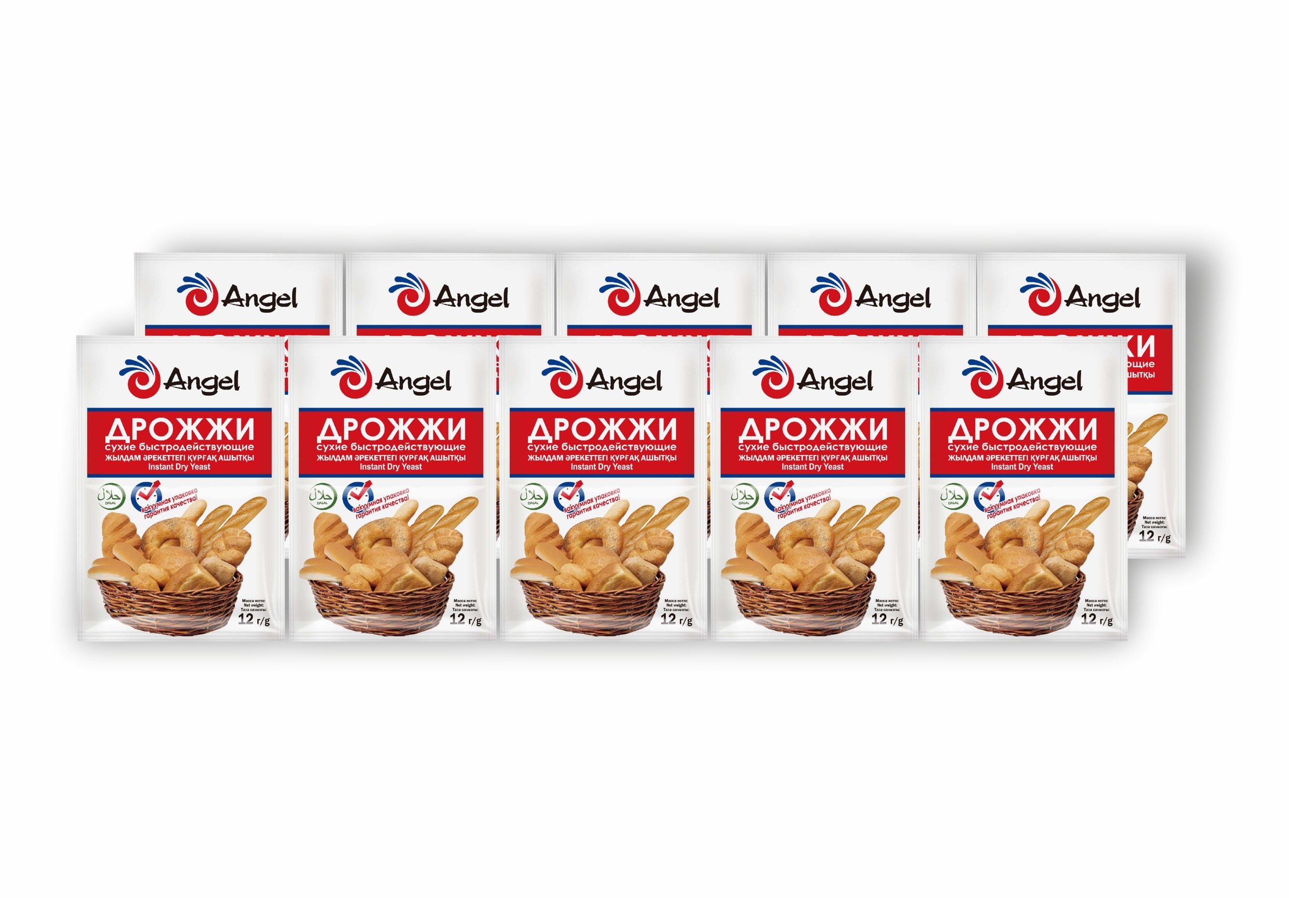 Дрожжи инстантные хлебопекарные Angel 12гр  в кауумной упаковке (10 шт)