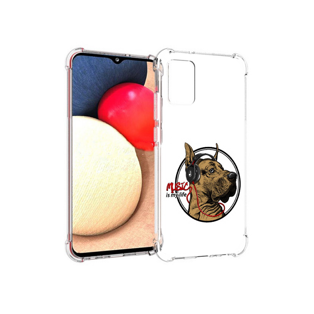 

Чехол MyPads Tocco для Samsung Galaxy A02s музыкальная собака (PT156738.479.490), Прозрачный, Tocco