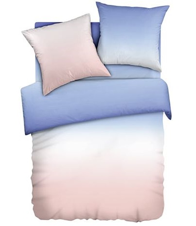 фото Комплект постельного белья унисон омбре семейный 2 сп сатин голубой-розовый