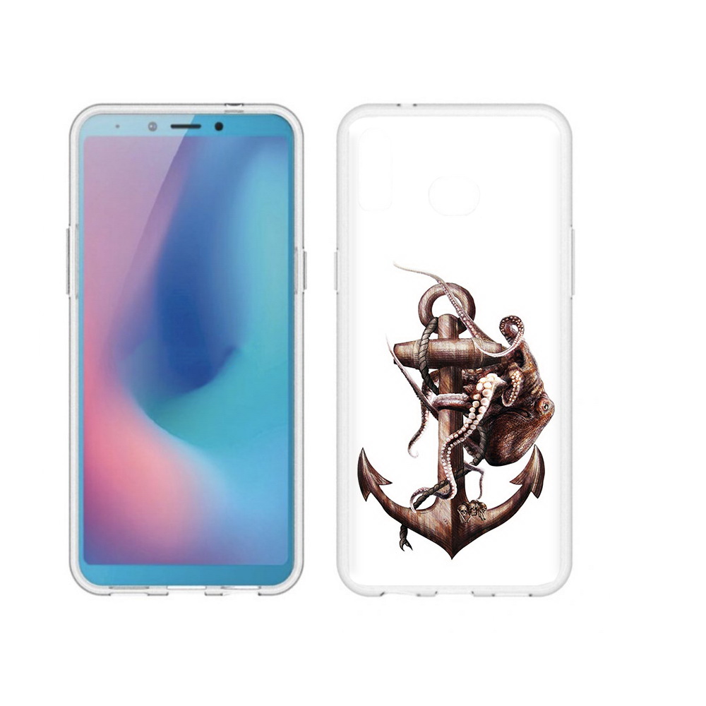 

Чехол MyPads Tocco для Samsung Galaxy A6s ржавый якорь (PT123850.597.579), Прозрачный, Tocco