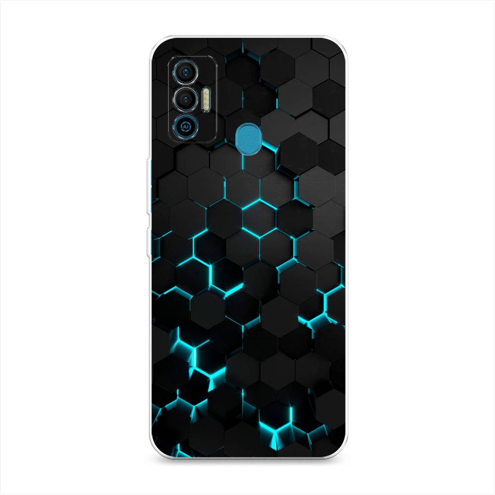 

Силиконовый чехол "Соты бирюзовые" на Tecno Spark 7, Разноцветный, 301050-3