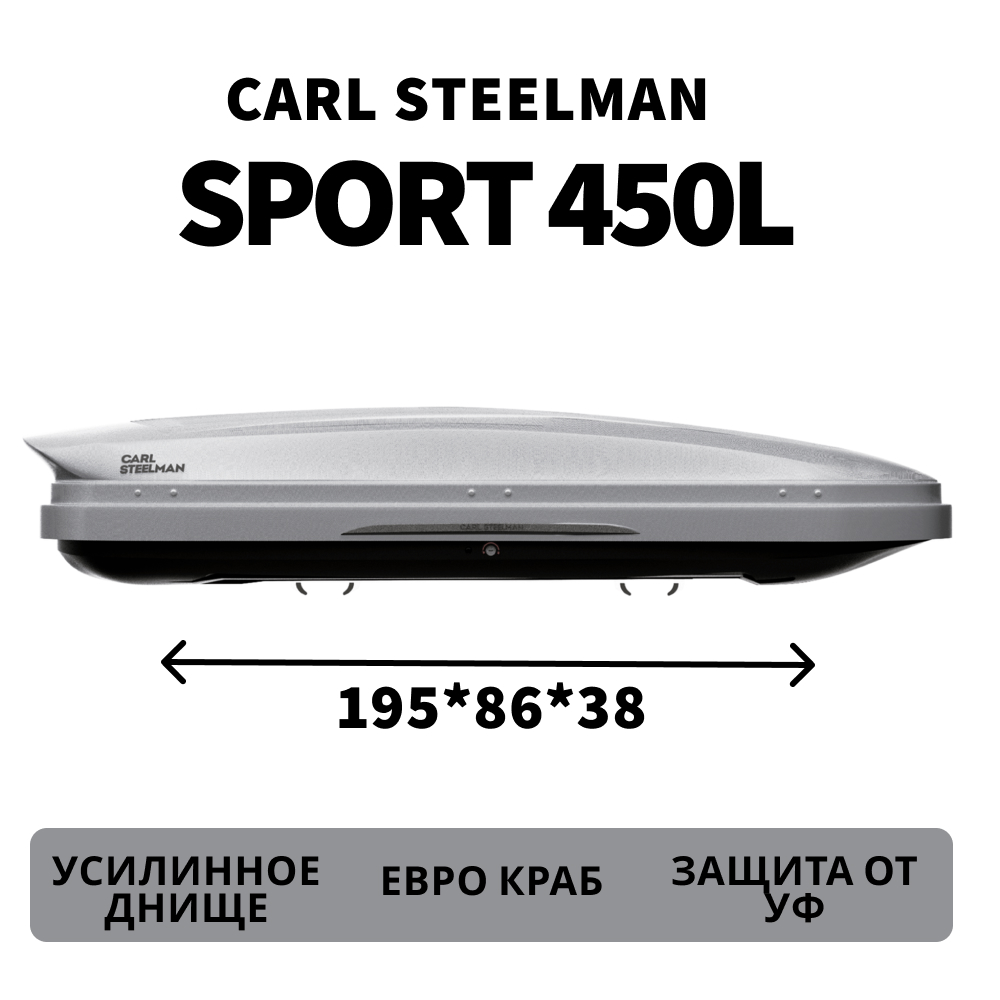 Бокс на крышу автомобиля Carl Steelman Sport 1950х860х380 темно-серый карбон 450л