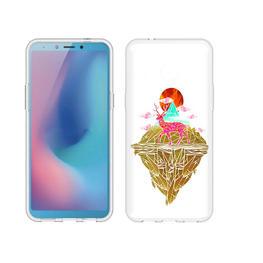 

Чехол MyPads Tocco для Samsung Galaxy A6s розовый олень абстракция (PT123850.597.586), Прозрачный, Tocco