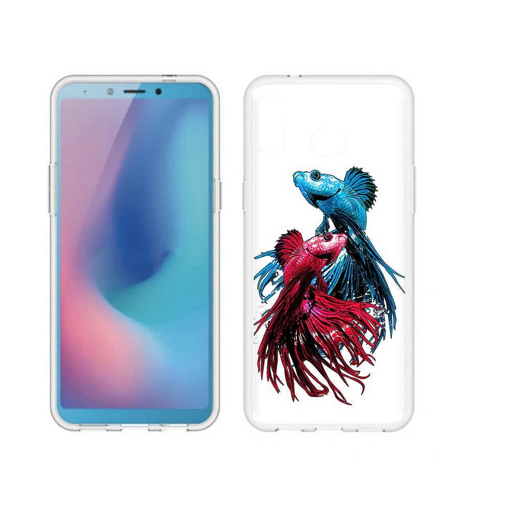 

Чехол MyPads Tocco для Samsung Galaxy A6s рыбы петушки (PT123850.597.592), Прозрачный, Tocco
