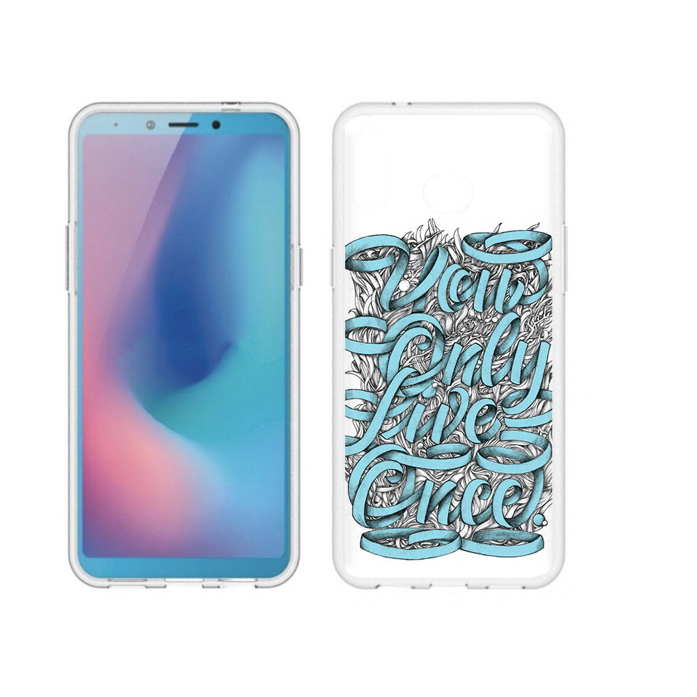

Чехол MyPads Tocco для Samsung Galaxy A6s слова из ленты абстракция (PT123850.597.607), Прозрачный, Tocco