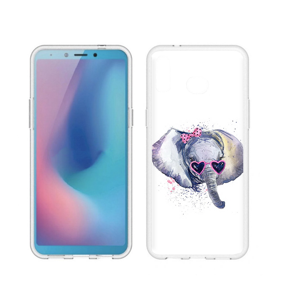 

Чехол MyPads Tocco для Samsung Galaxy A6s слоник в очках (PT123850.597.608), Прозрачный, Tocco