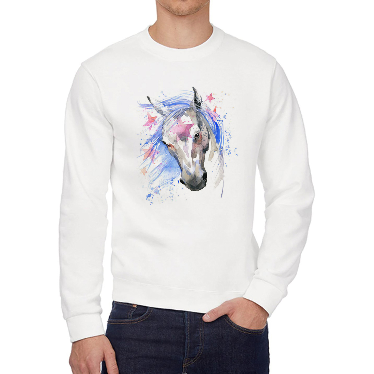 Свитшот женский CoolPodarok Краски Звездная лошадка белый 44 RU