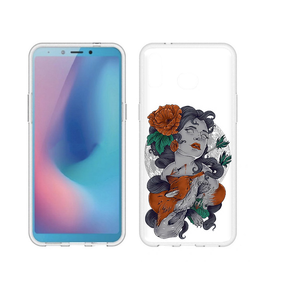 

Чехол MyPads Tocco для Samsung Galaxy A6s темная девушка с лисой (PT123850.597.639), Прозрачный, Tocco