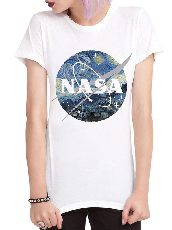 

Футболка женская Dream Shirts Ван Гог - Звездная Ночь NASA белая 3XL, Белый, Ван Гог - Звездная Ночь NASA