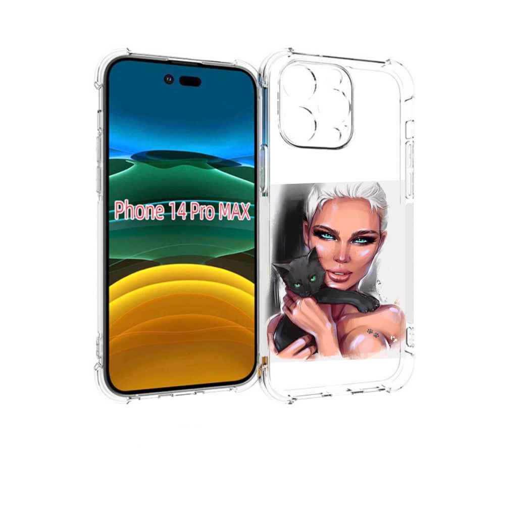

Чехол MyPads девушка-с-черным-котиком женский для iPhone 14 Pro Max, Прозрачный, Tocco