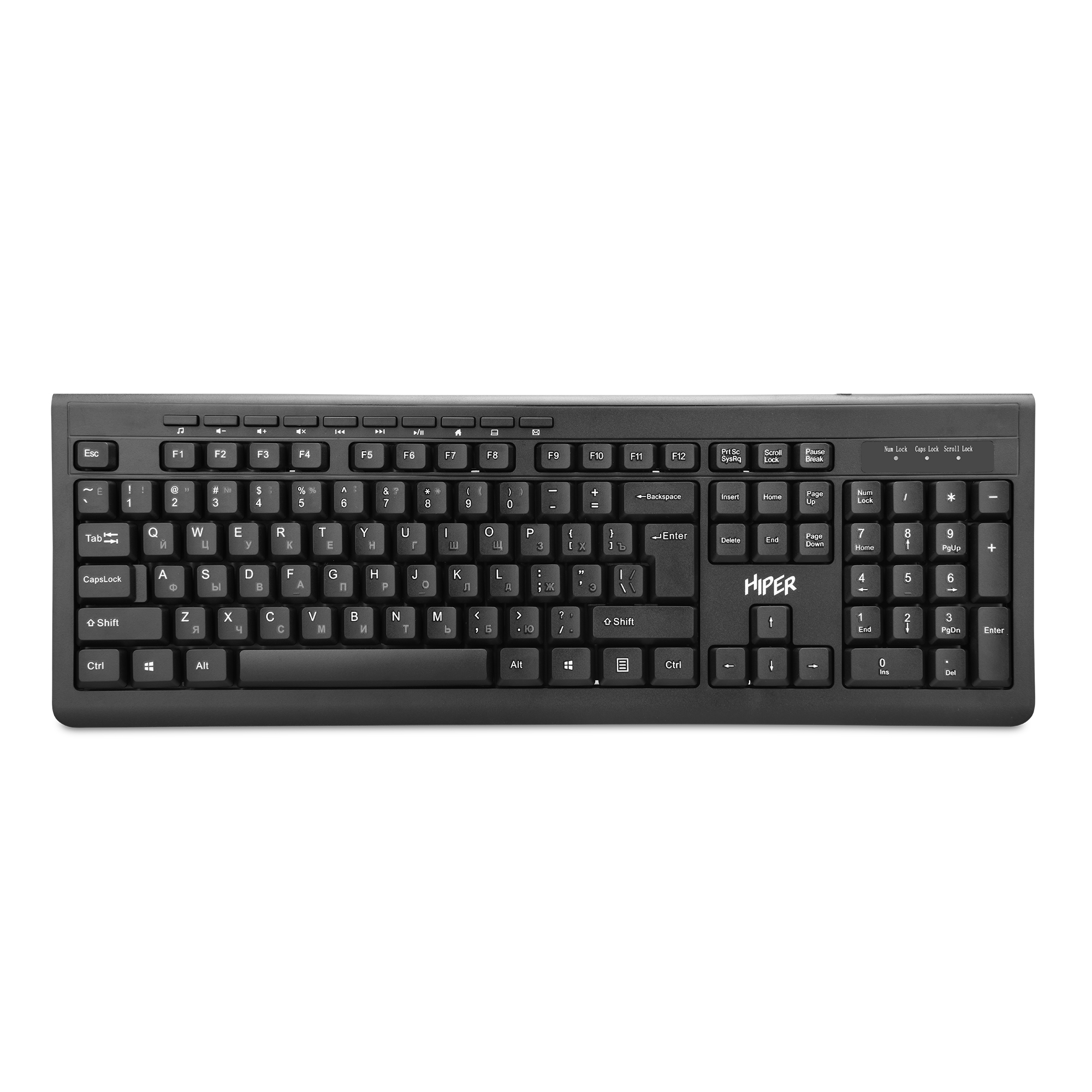 Проводная клавиатура HIPER OK-2000, 114 кнопок, 1,5м кабель, цвет черный, USB