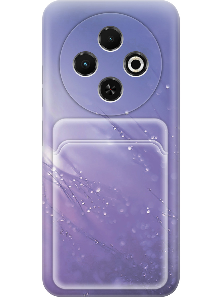 

Силиконовый чехол на Tecno Spark 30C с принтом "Капли на синей траве" с карманом для карты, Прозрачный;белый;синий, 786716322