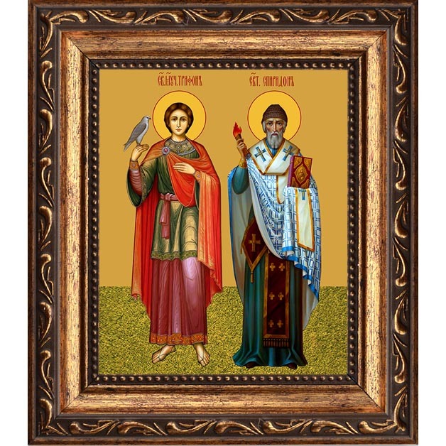 

Спиридон Тримифунтский и Трифон Апамейский. Икона на холсте.