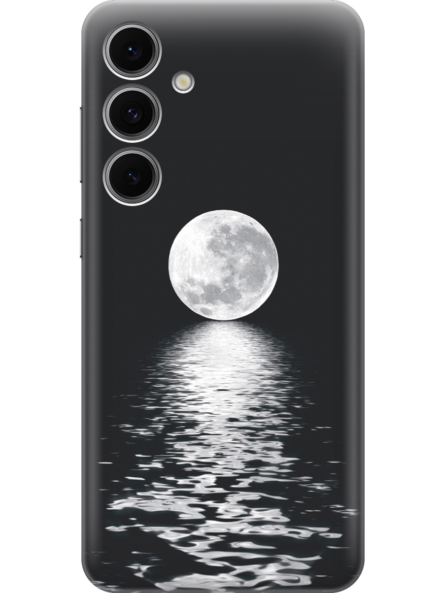 

Силиконовый чехол на Samsung Galaxy S24 FE с принтом "Луна над морем", Прозрачный;белый;черный, 786718141