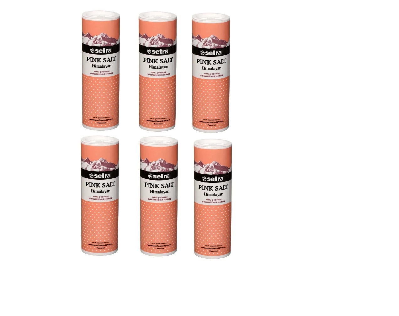 Розовая соль Setra гималайская, натуральная, мелкая, 250 г х 6 шт