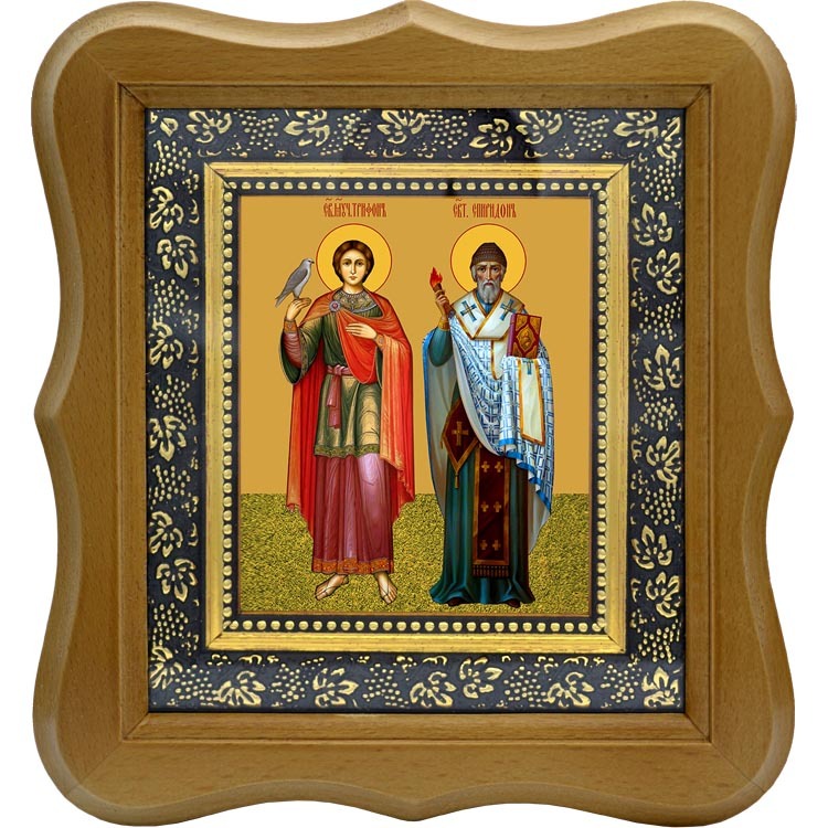 

Спиридон Тримифунтский и Трифон Апамейский. Икона на холсте.