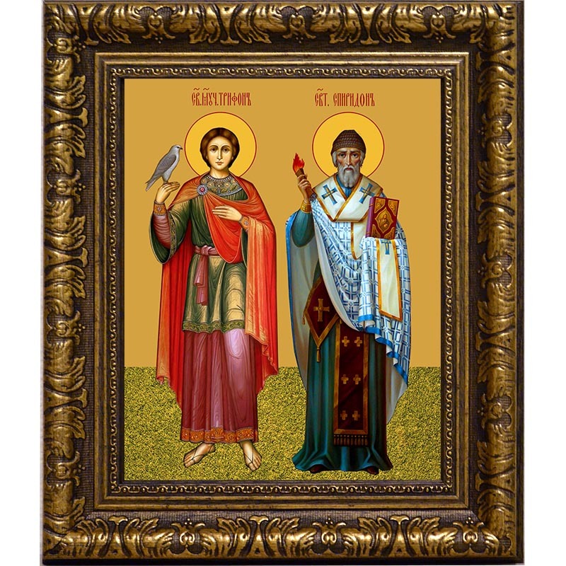 

Спиридон Тримифунтский и Трифон Апамейский. Икона на холсте.