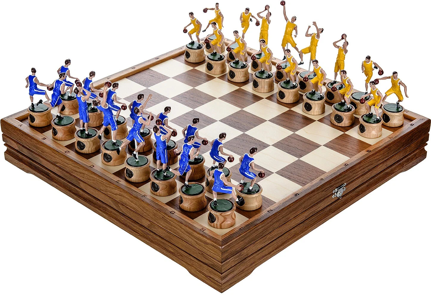 Деревянные шахматы из морёного дуба с оловянными фигурами 